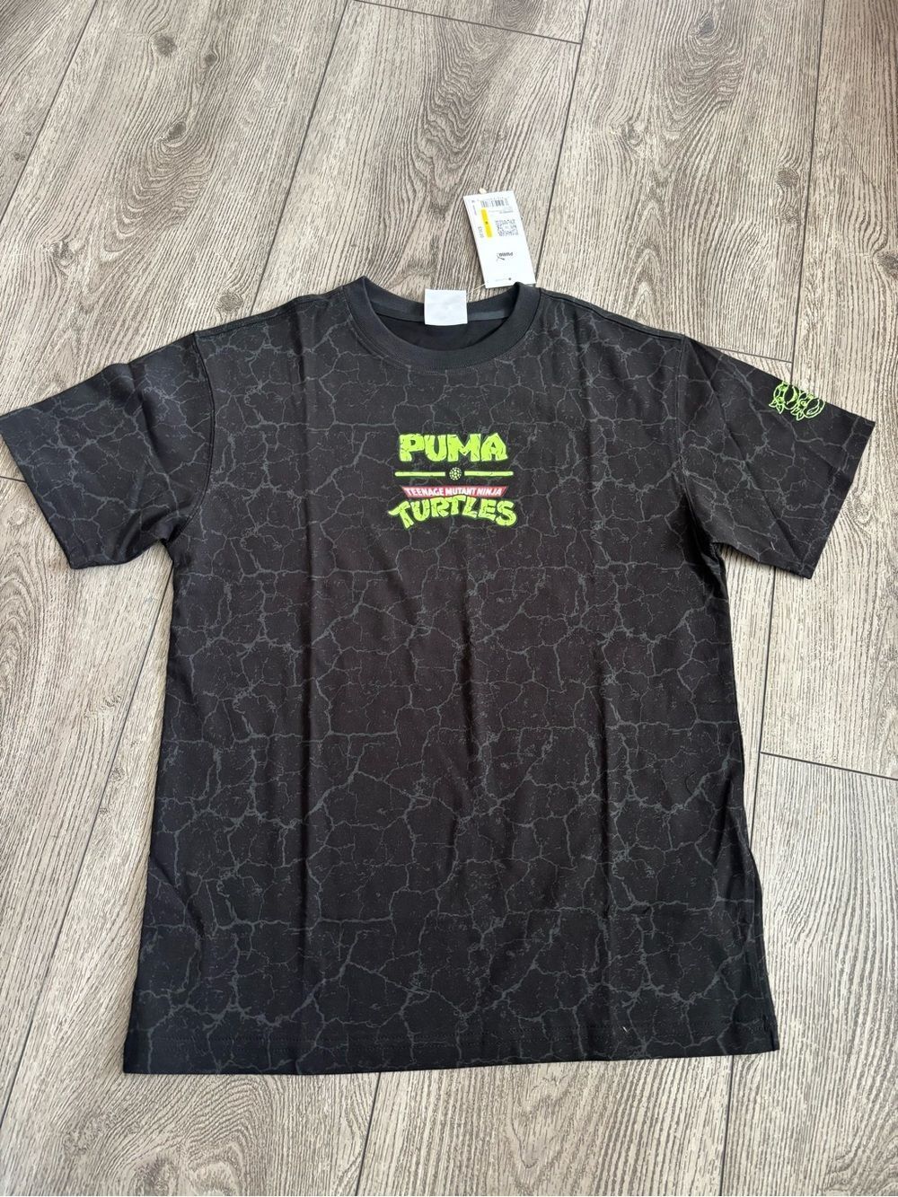 PUMA x Teenage Mutant Ninja Turtles Black Graphic Tee - Neon Green Logo